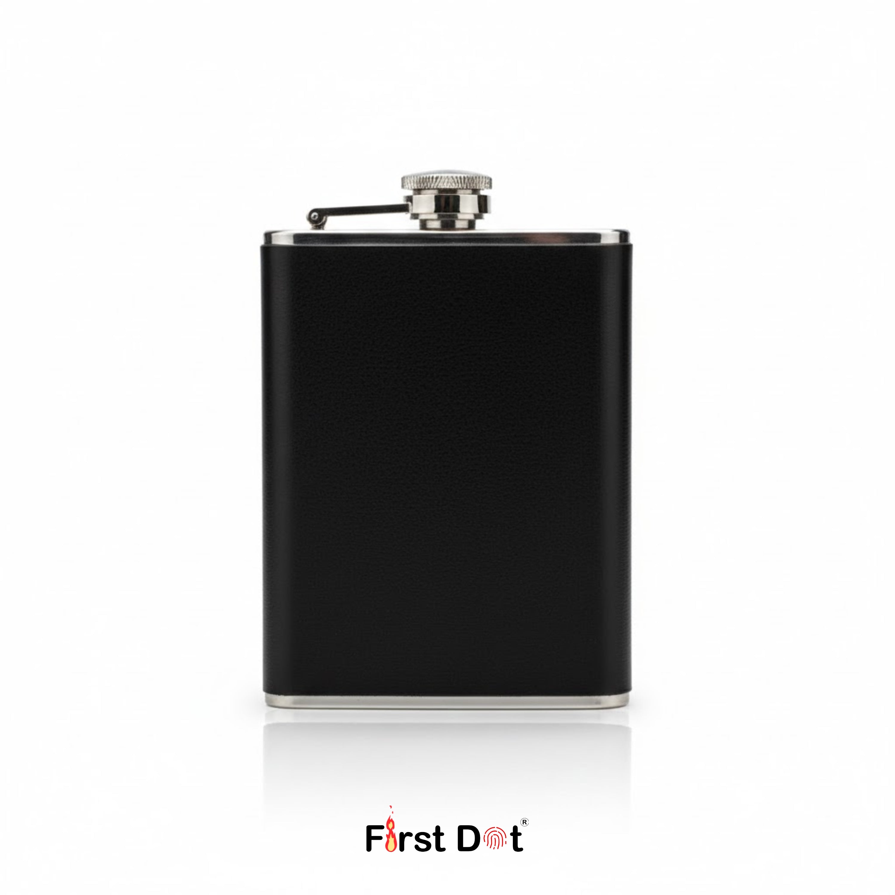 Black Leather Wrapped Hip Flask | Pocket Flask for Travel 8oz