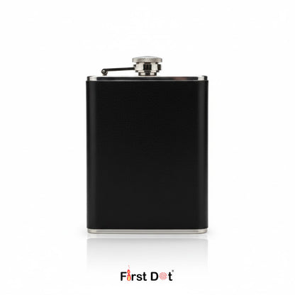 Black Leather Wrapped Hip Flask | Pocket Flask for Travel 8oz