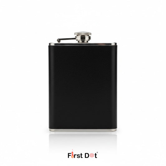 Black Leather Wrapped Hip Flask | Pocket Flask for Travel 8oz