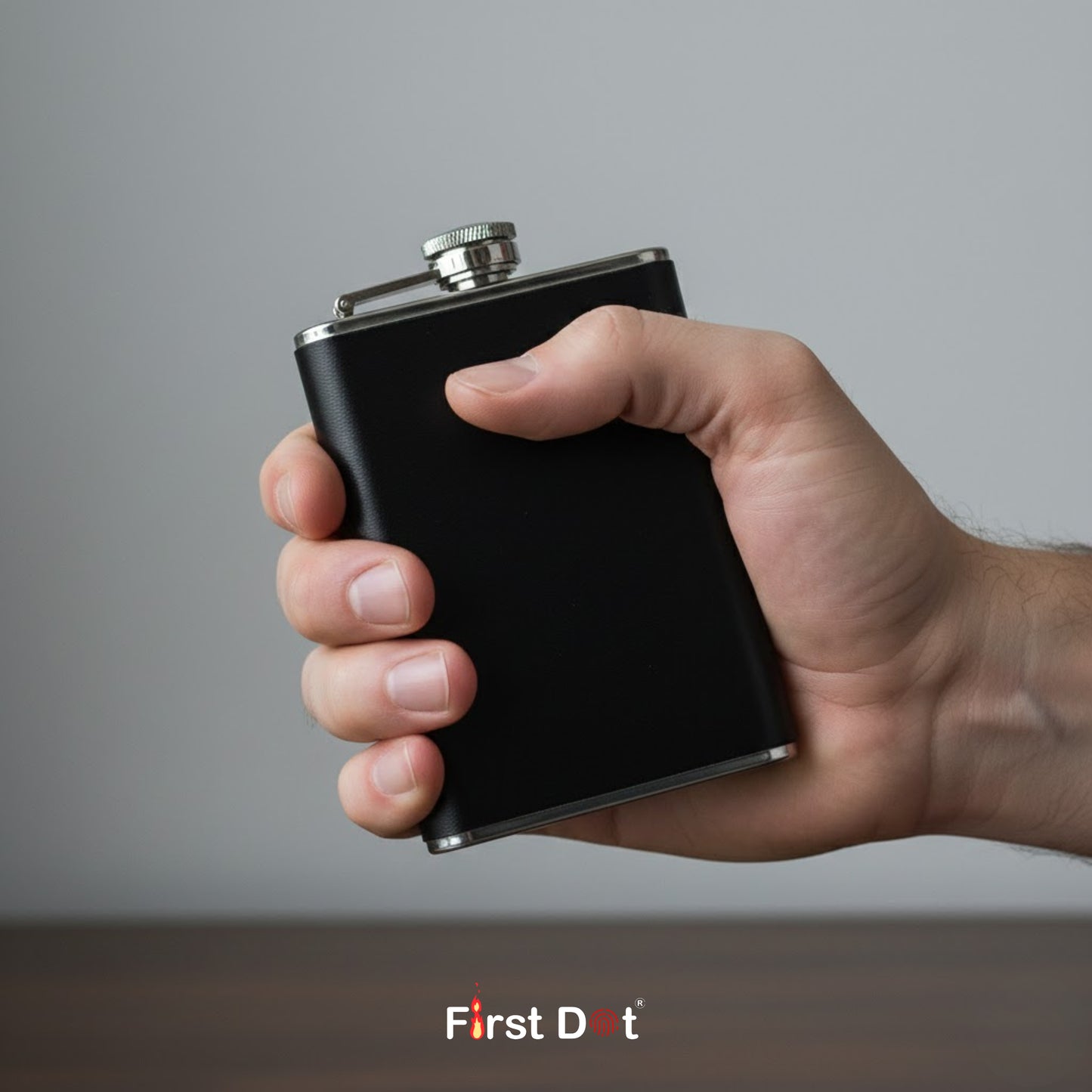 Black Leather Wrapped Hip Flask | Pocket Flask for Travel 8oz