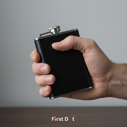 Black Leather Wrapped Hip Flask | Pocket Flask for Travel 8oz