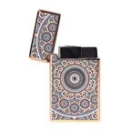Lighter with decorative pattern on a white background Mandala Art Premium Refillable Cigarette Lighter Silver