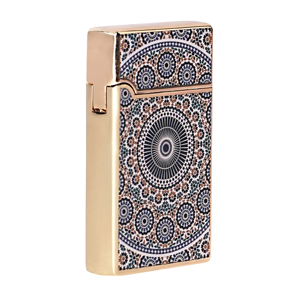 Lighter with a decorative pattern on a white background Mandala Art Premium Refillable Cigarette Lighter Silver