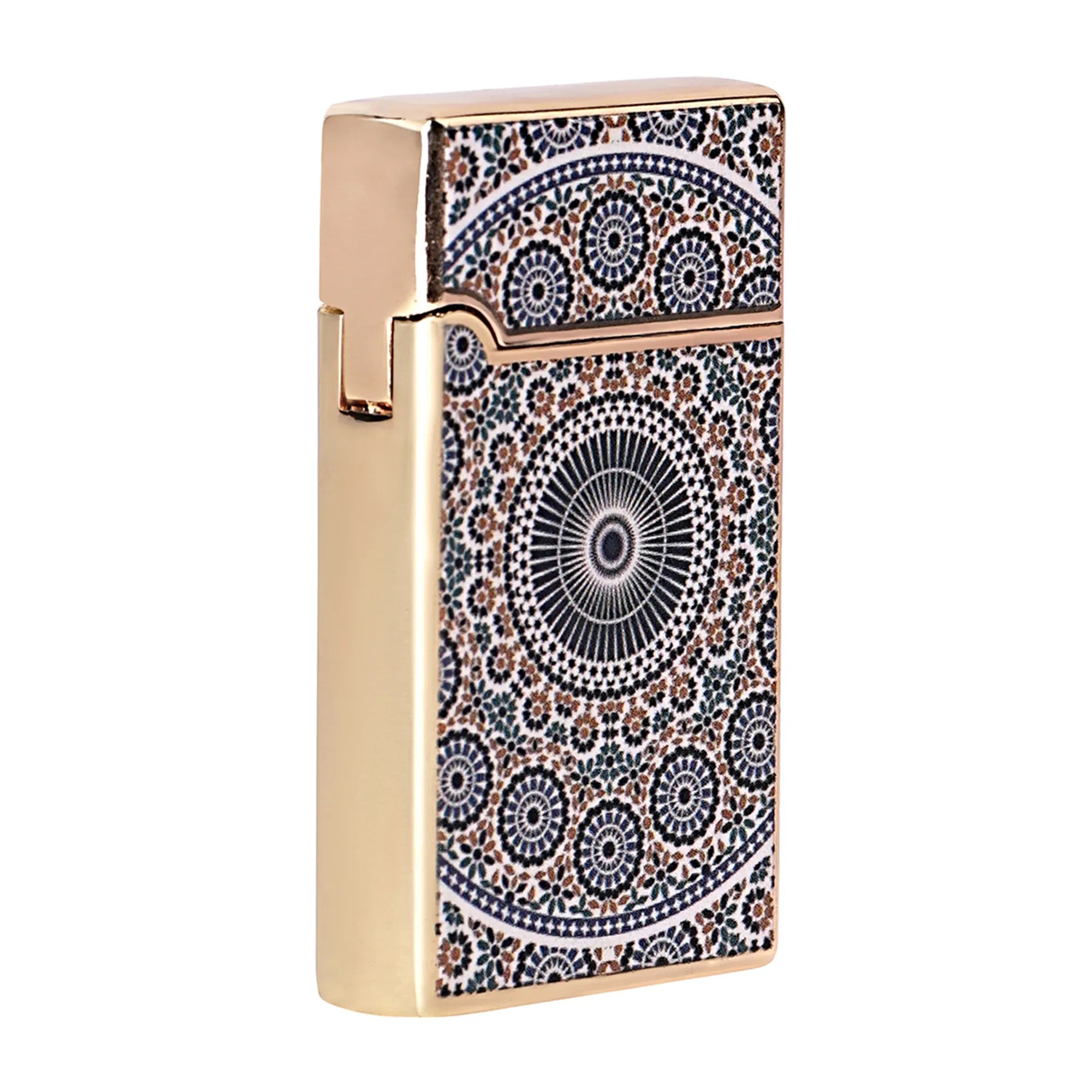 Lighter with a decorative pattern on a white background Mandala Art Premium Refillable Cigarette Lighter Silver