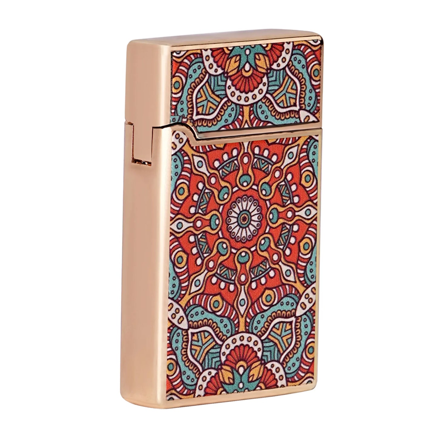 Lighter with colorful mandala design on a white background Mandala Art Jet Flame Windproof Lighter