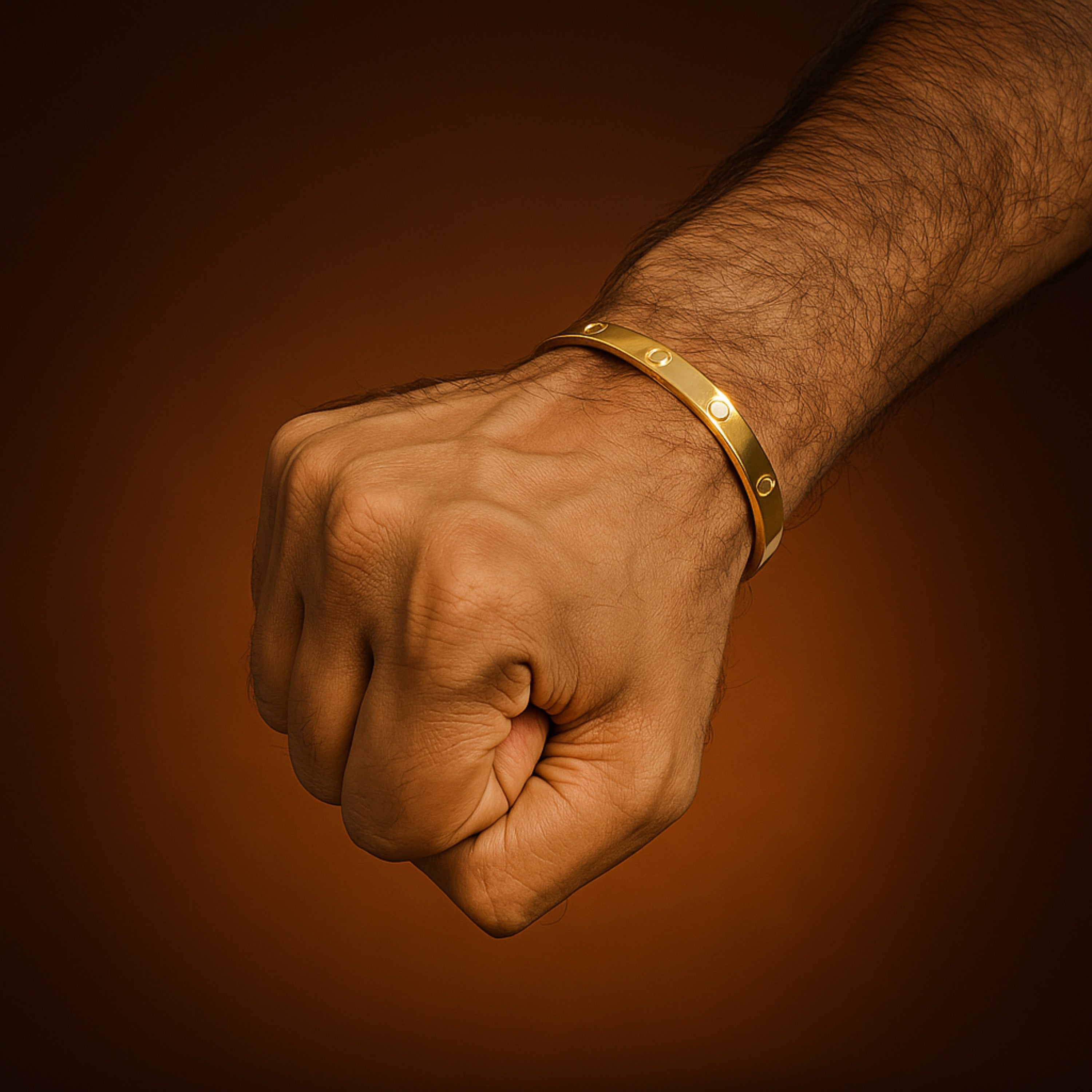 Men’s Gold Oval Bracelet – Bold, Minimalist Bracelet with Screw & Diamond Design