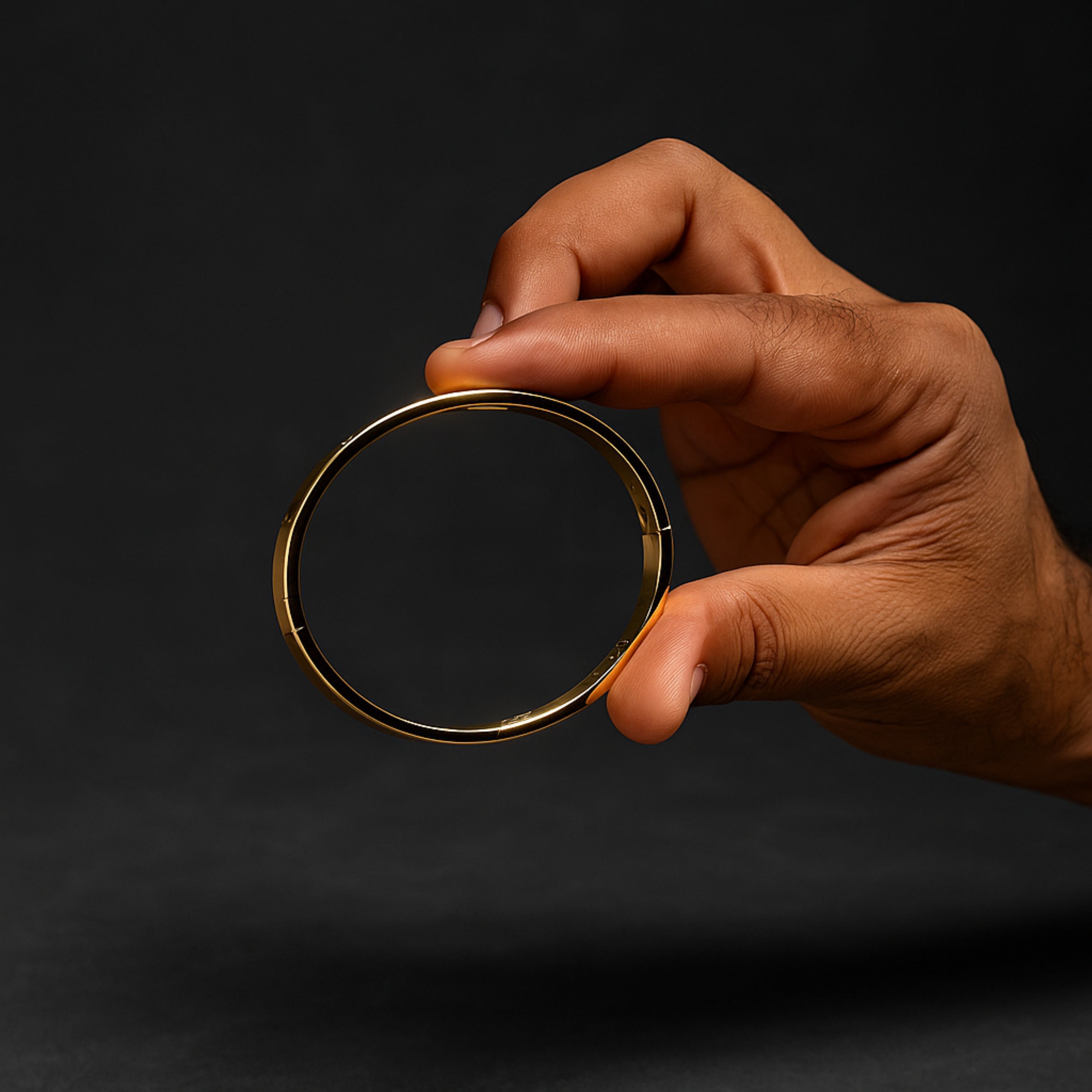 Men’s Gold Oval Bracelet – Bold, Minimalist Bracelet with Screw & Diamond Design