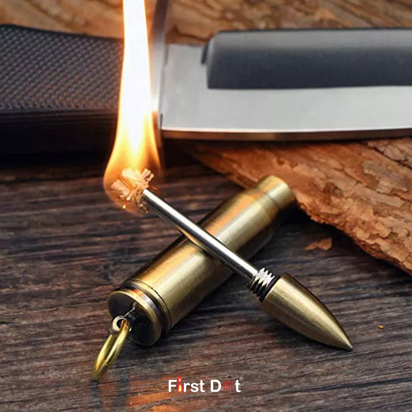Metal Bullet Keychain Lighter | Flint Match Fire Starter for Outdoor & Camping