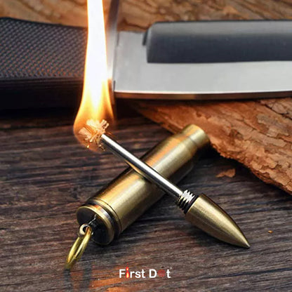 Metal Bullet Keychain Lighter | Flint Match Fire Starter for Outdoor & Camping
