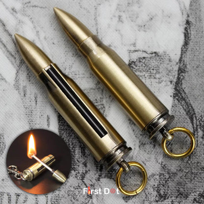 Metal Bullet Keychain Lighter | Flint Match Fire Starter for Outdoor & Camping