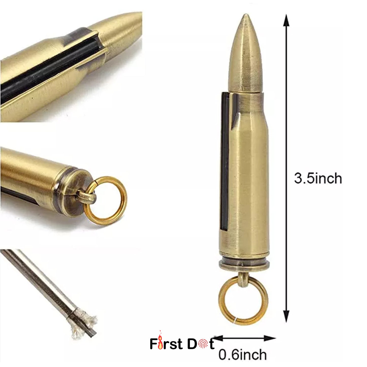 Metal Bullet Keychain Lighter | Flint Match Fire Starter for Outdoor & Camping