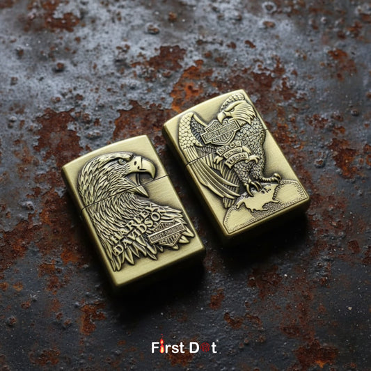 (Pack of 2) Classic Metal Gas Lighter Combo