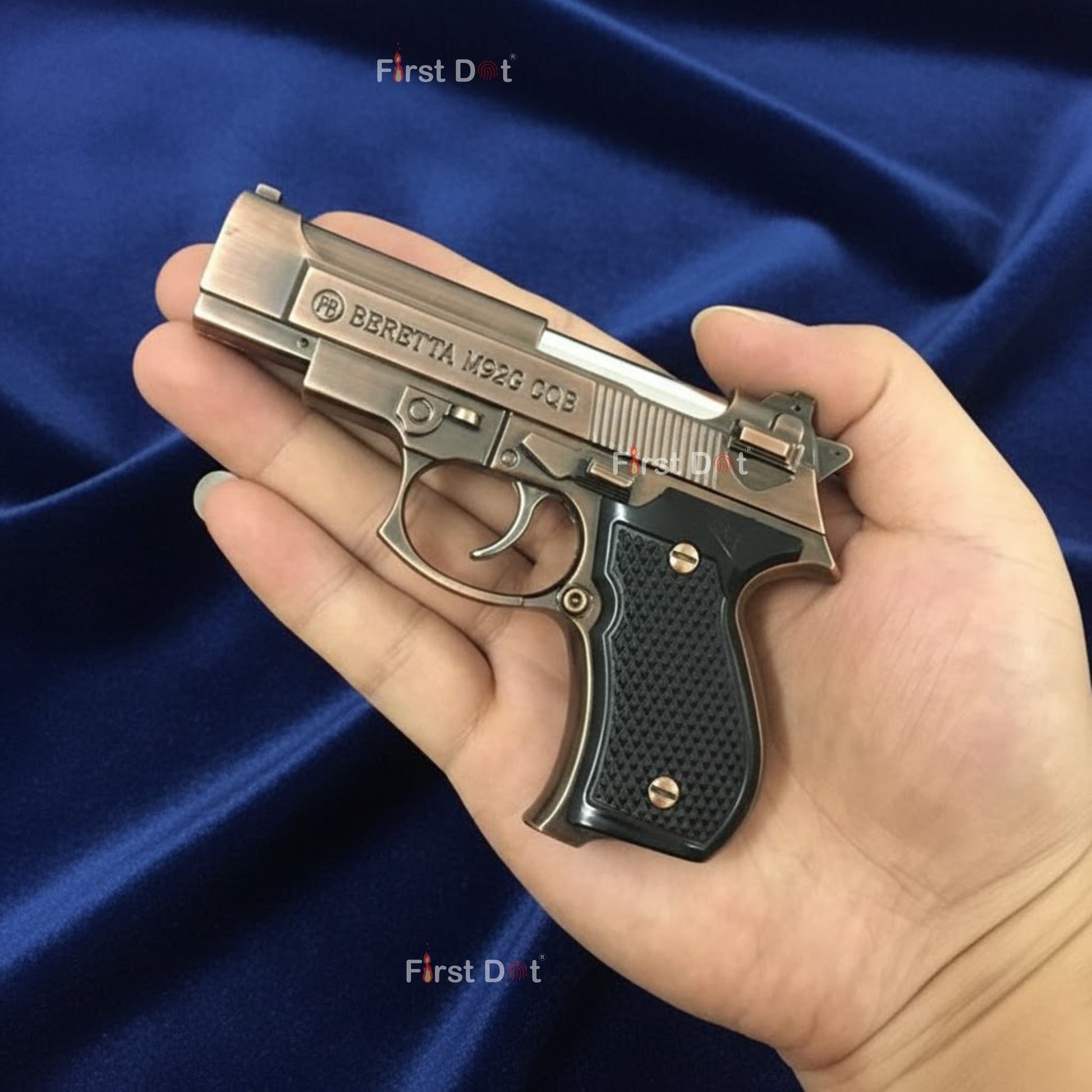 The Mini M92G CQB Pistol Gun Lighter offers a windproof jet flame, easy flame adjustment, and quick refilling with standard butane gas. With its compact size and silver finish, this lighter delivers performance with visual impact.