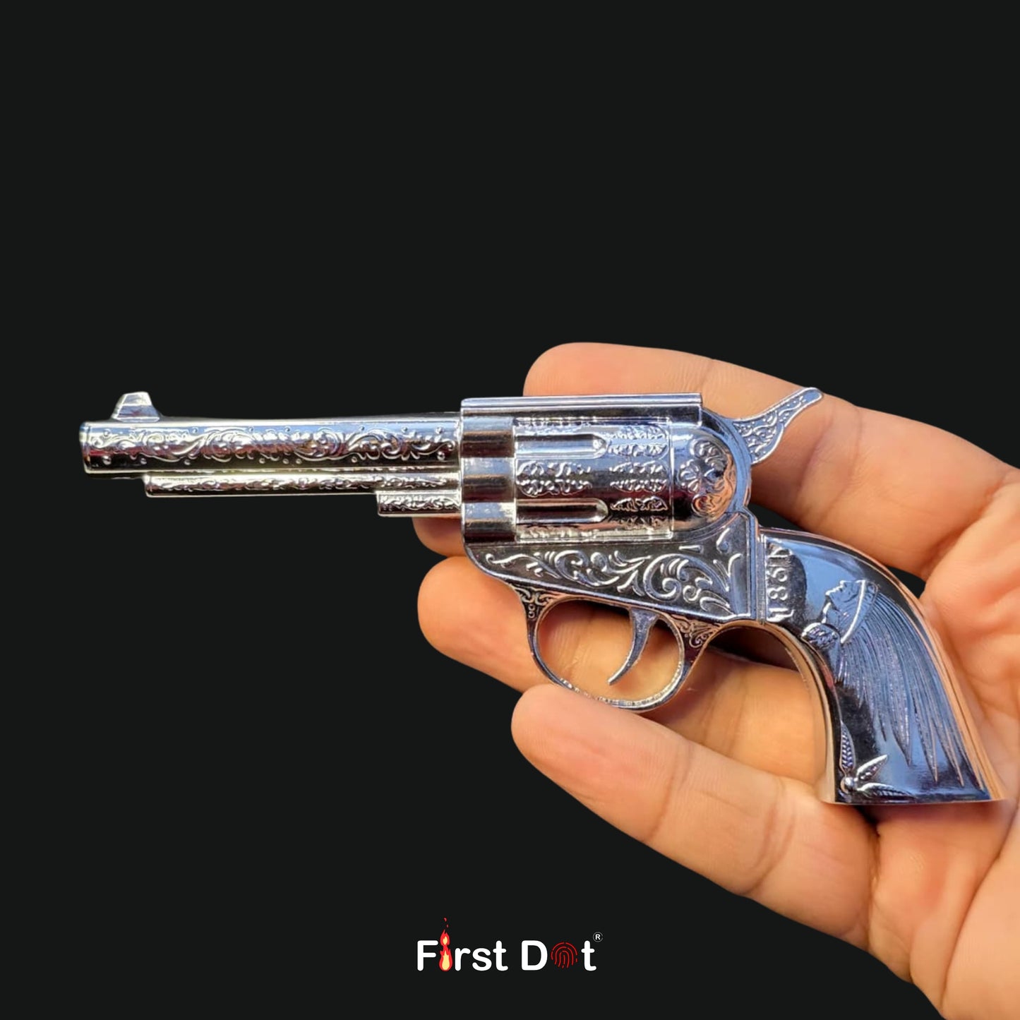 Mini Vintage Revolver Jet Flame Gun Lighter – Windproof | First Dot