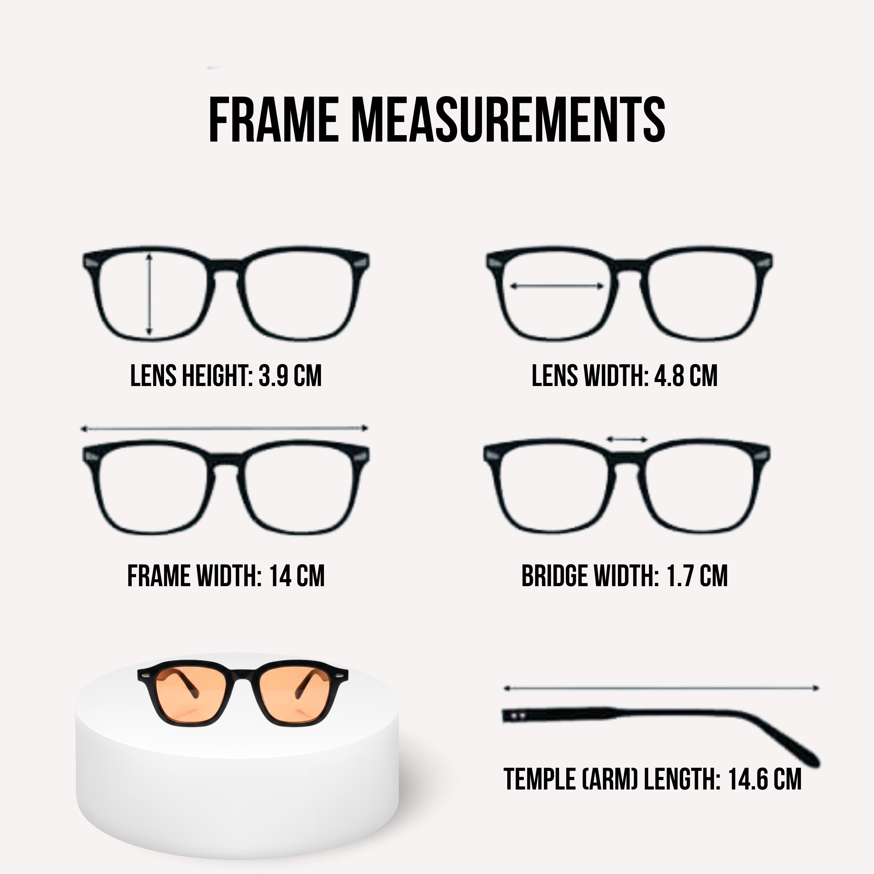 Classic Square Sunglasses with Amber Lenses