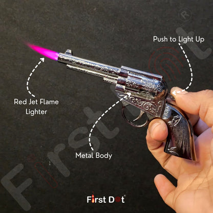 Mini Vintage Revolver Gun Lighter – Windproof Jet Flame | First Dot