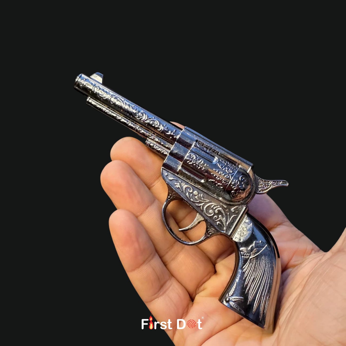 Mini Vintage Revolver Gun Lighter – Windproof Jet Flame | First Dot