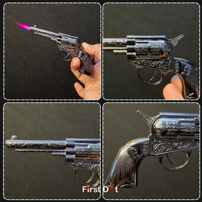 Mini Vintage Revolver Gun Lighter – Windproof Jet Flame | First Dot