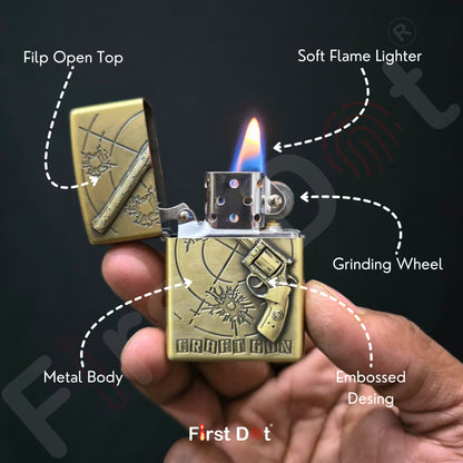 Combo of 2 Embossed Metal Cigarette Lighters + Free 50ml Fuel