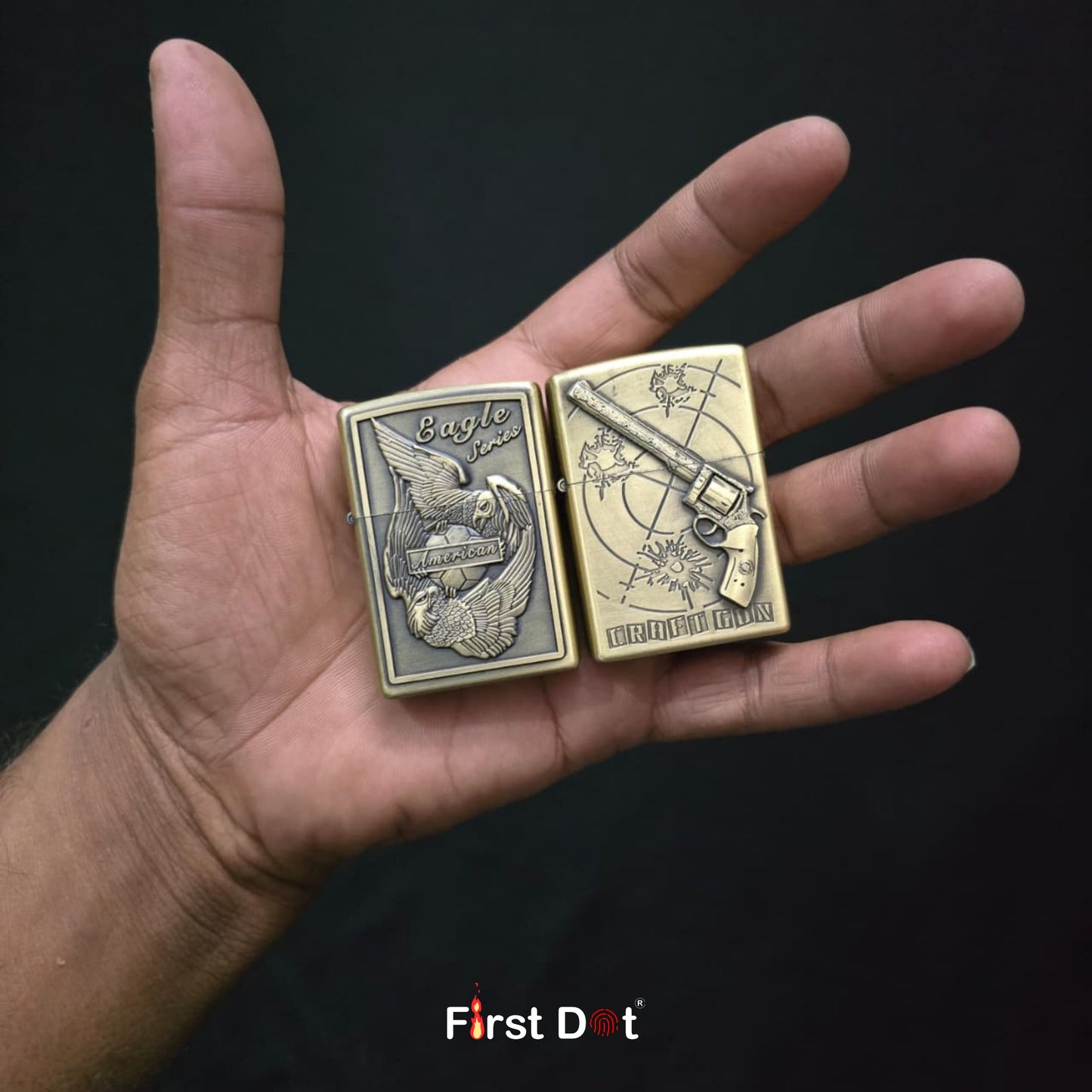 Combo of 2 Embossed Metal Cigarette Lighters + Free 50ml Fuel