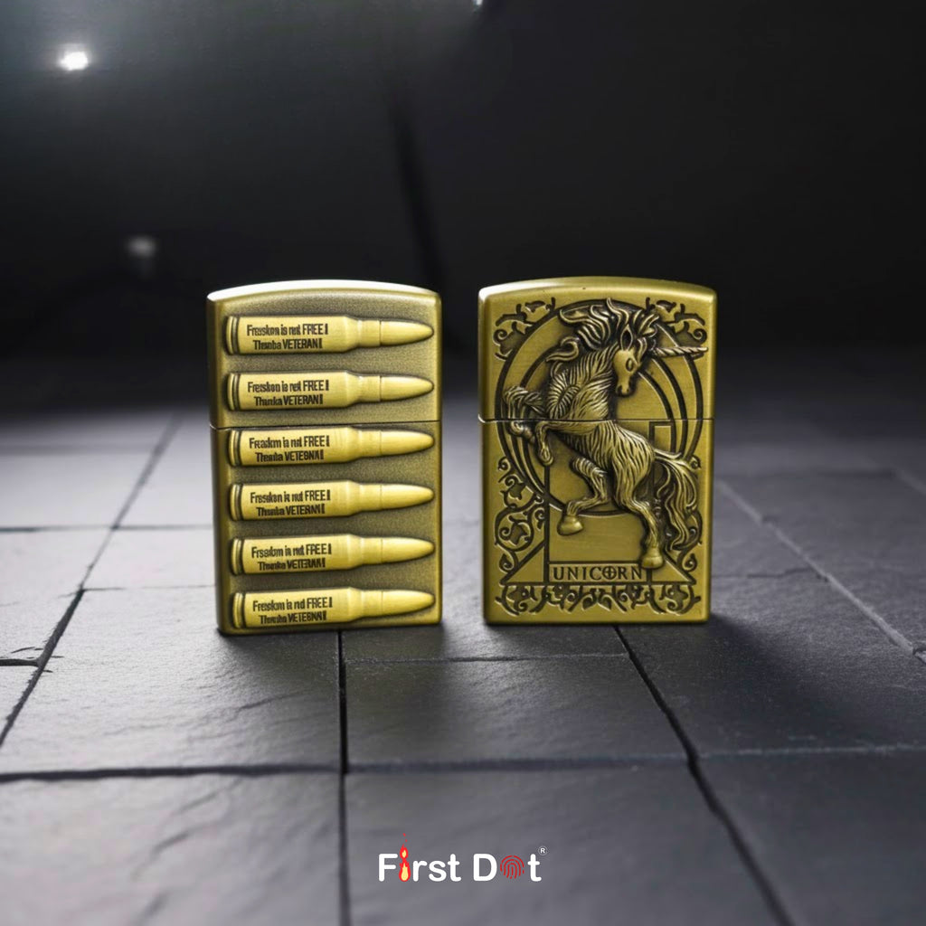 (Pack of 2) Classic Metal Gas Lighter Combo