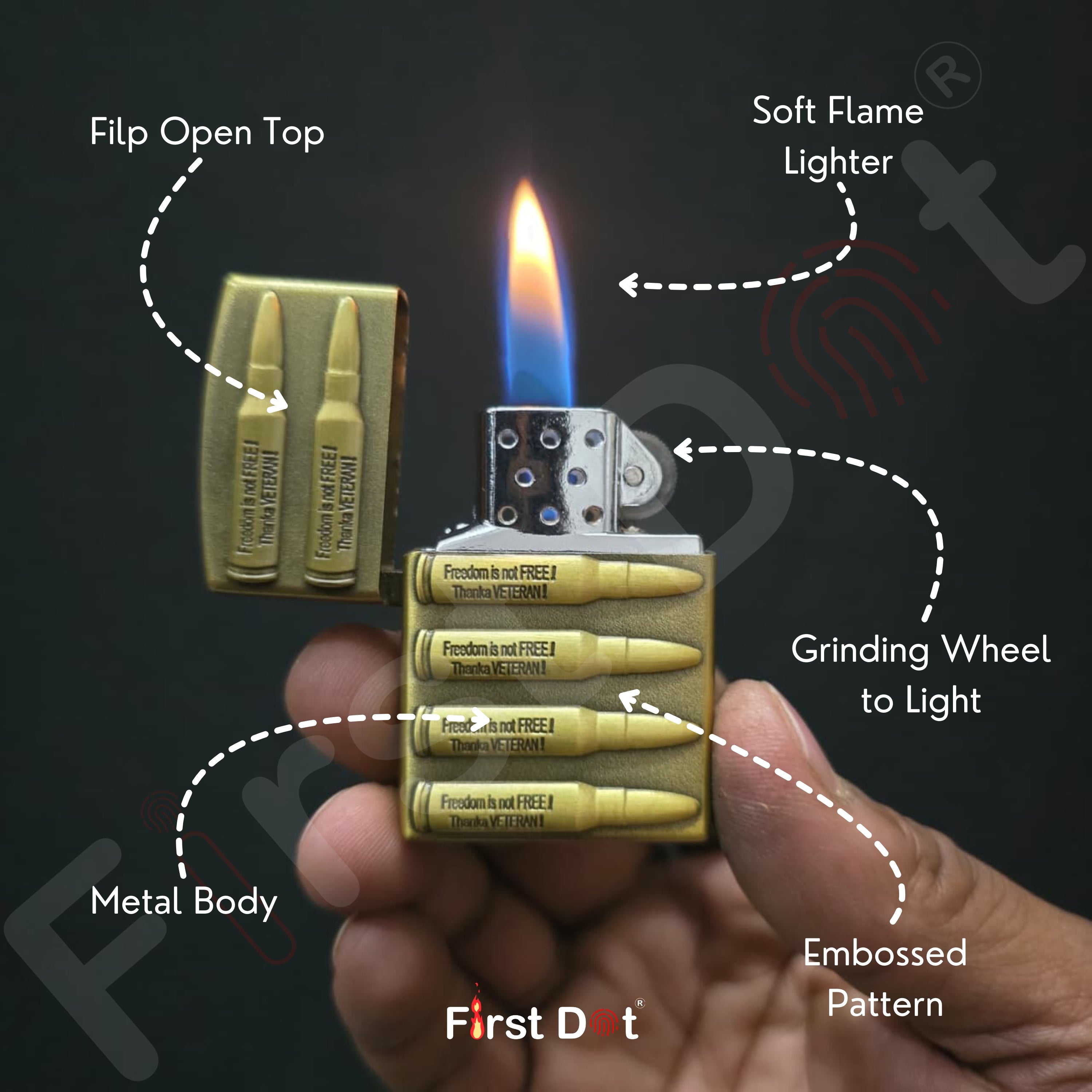 (Pack of 2) Classic Metal Gas Lighter Combo