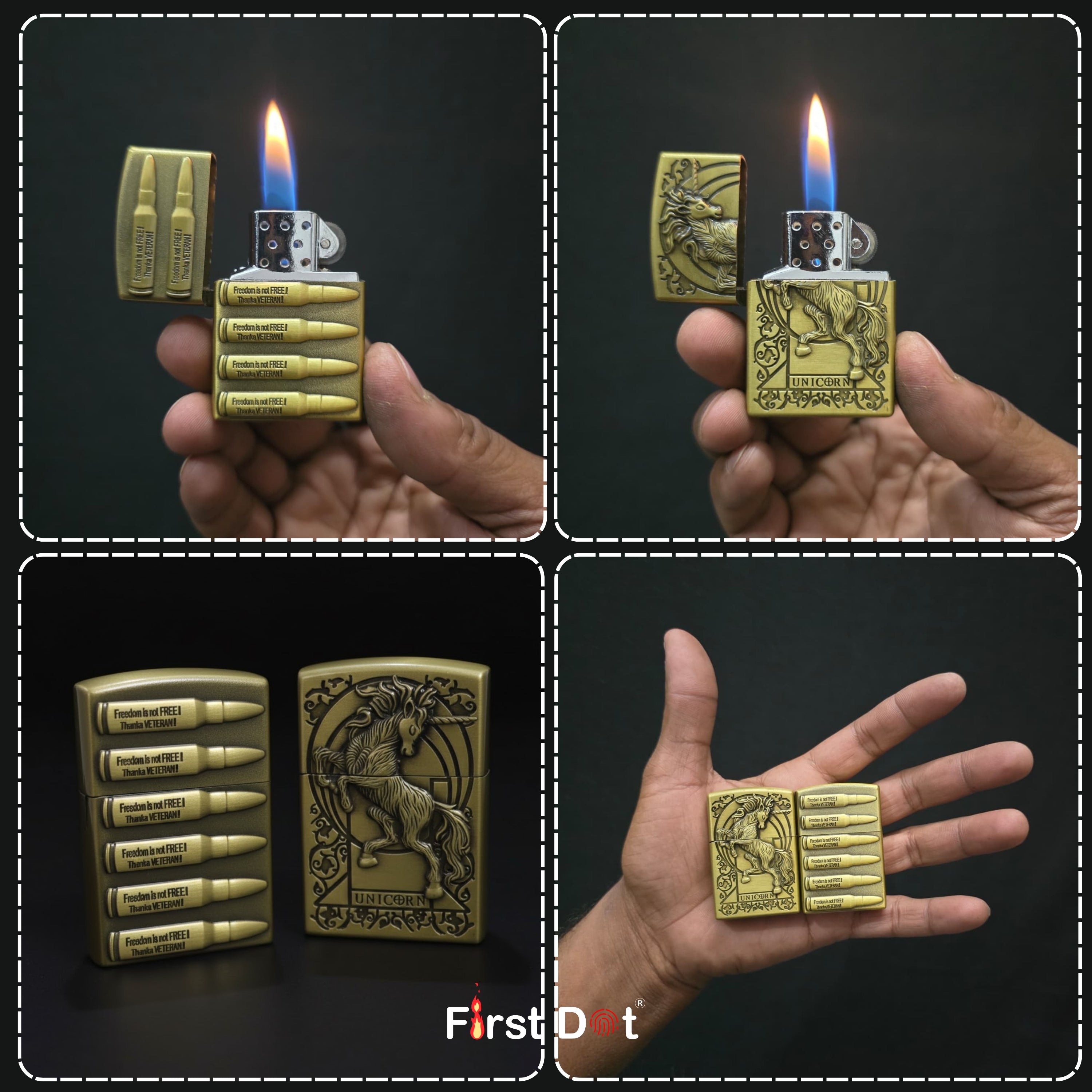 (Pack of 2) Classic Metal Gas Lighter Combo