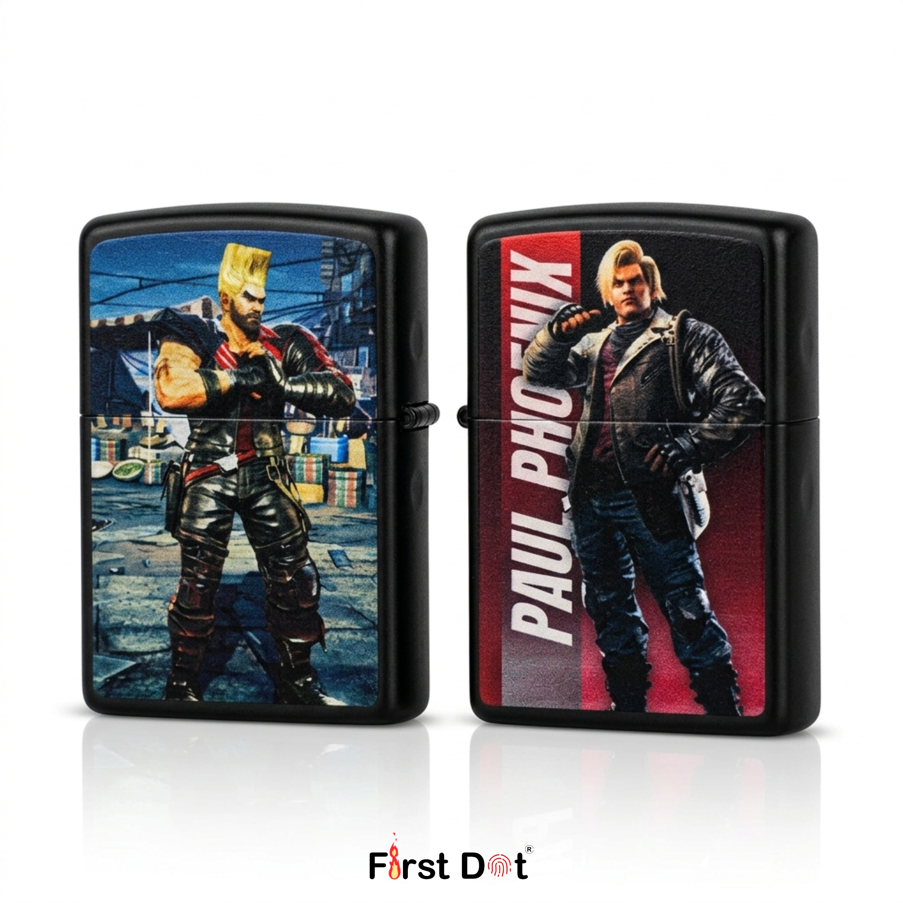 First Dot Paul Phoenix Both-Sided Graphic Print Windproof Cigarette Lighter