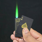 First Dot Playing Card Edition Slide Green Jet Flame Cigarette Lighter