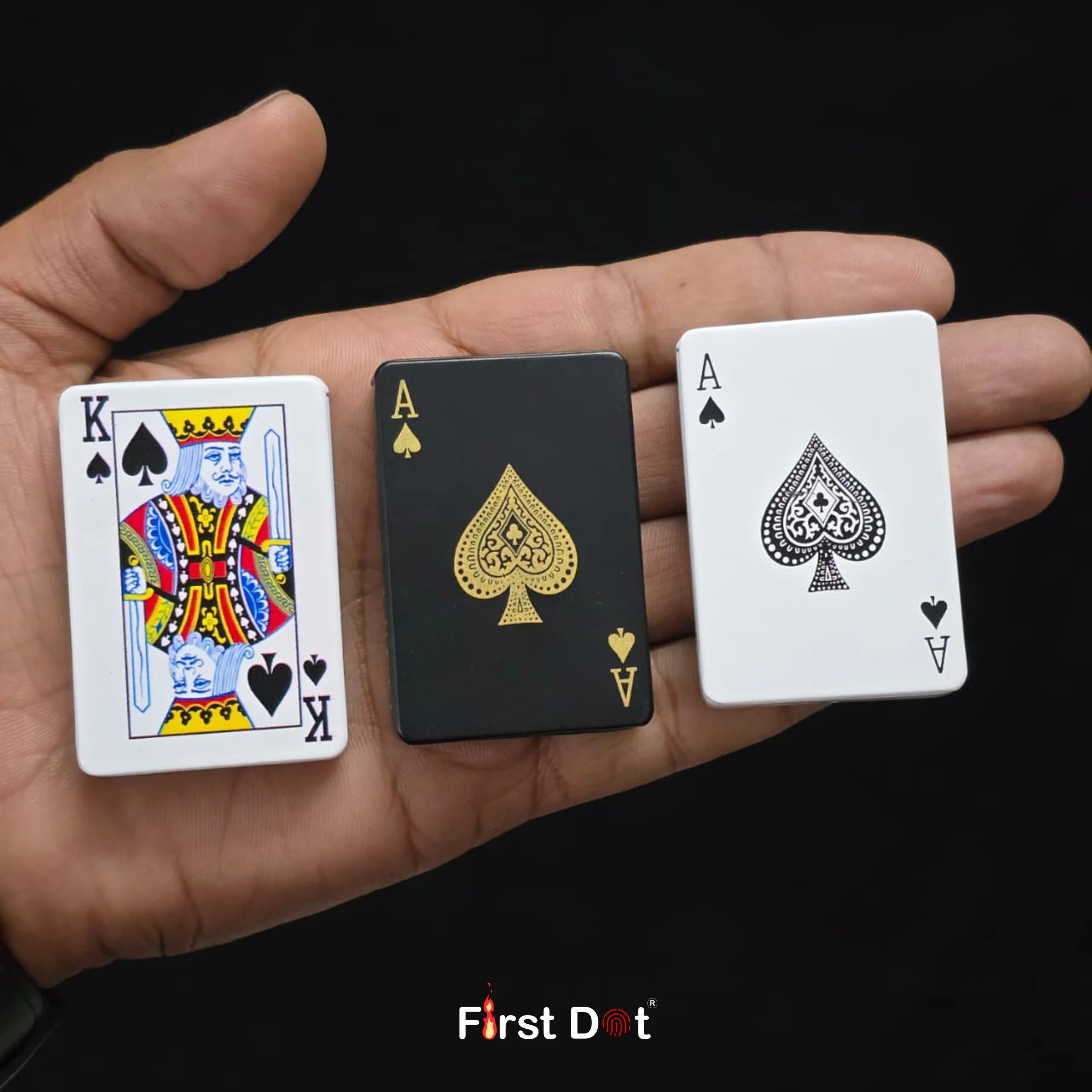 First Dot Playing Card Blue Jet Flame Cigarette Lighter