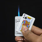 First Dot Playing Card Blue Jet Flame Cigarette Lighter