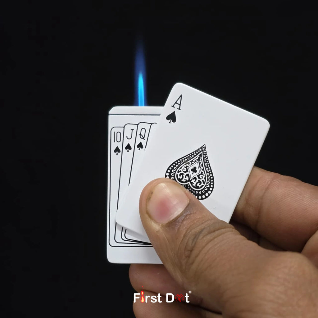 First Dot Playing Card Blue Jet Flame Cigarette Lighter