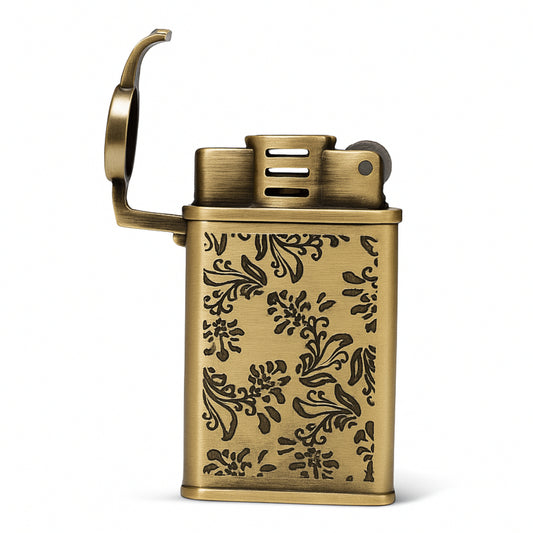 Embossed Floral Pattern Slim Jet Fire Cigar Windproof Lighter