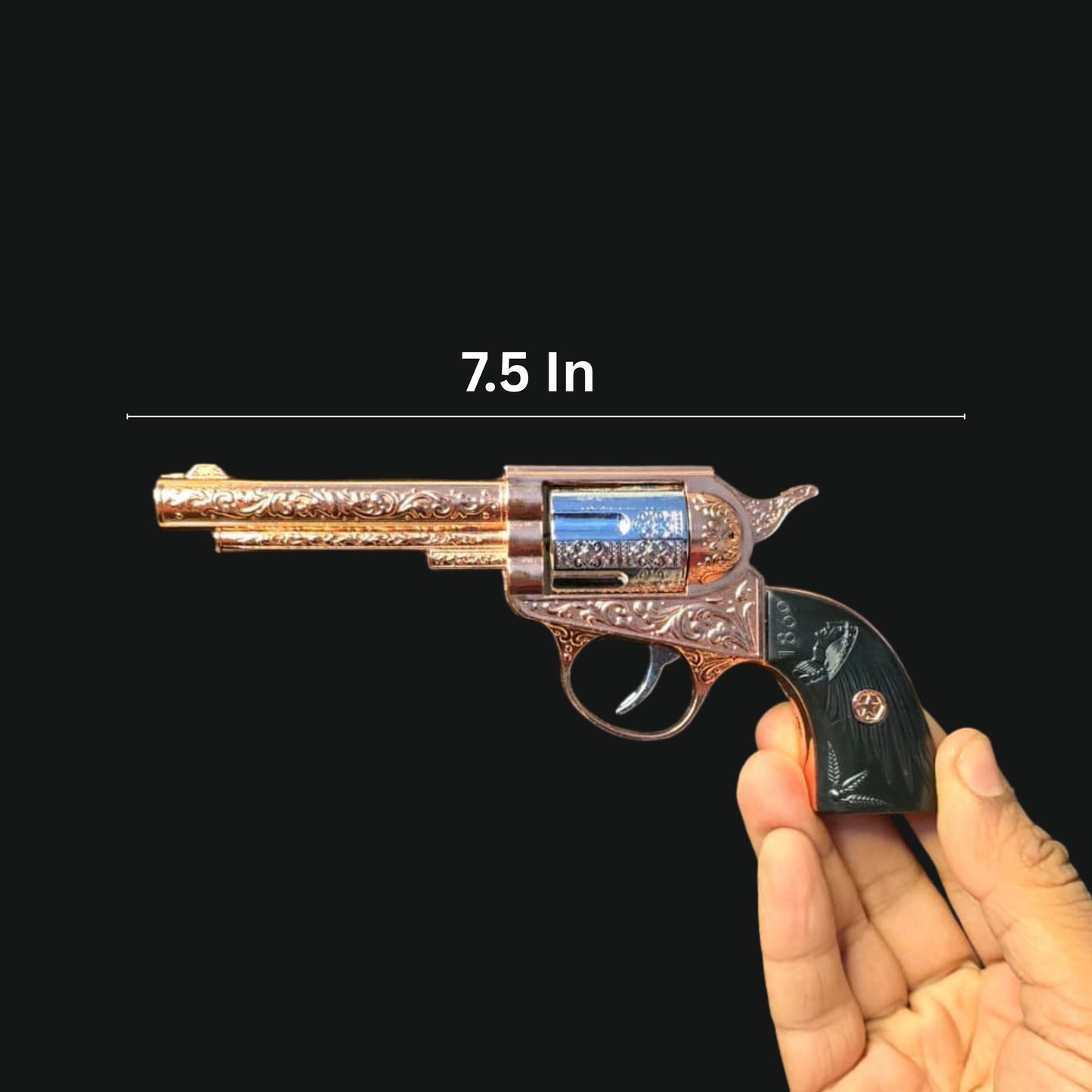 Premium Big Size Vintage Revolver Gun Lighter – Windproof Jet Flame | First Dot