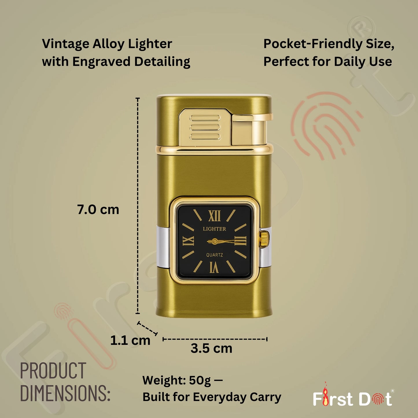Premium ChronoLite Clock Lighter – Lighter for Men Gold