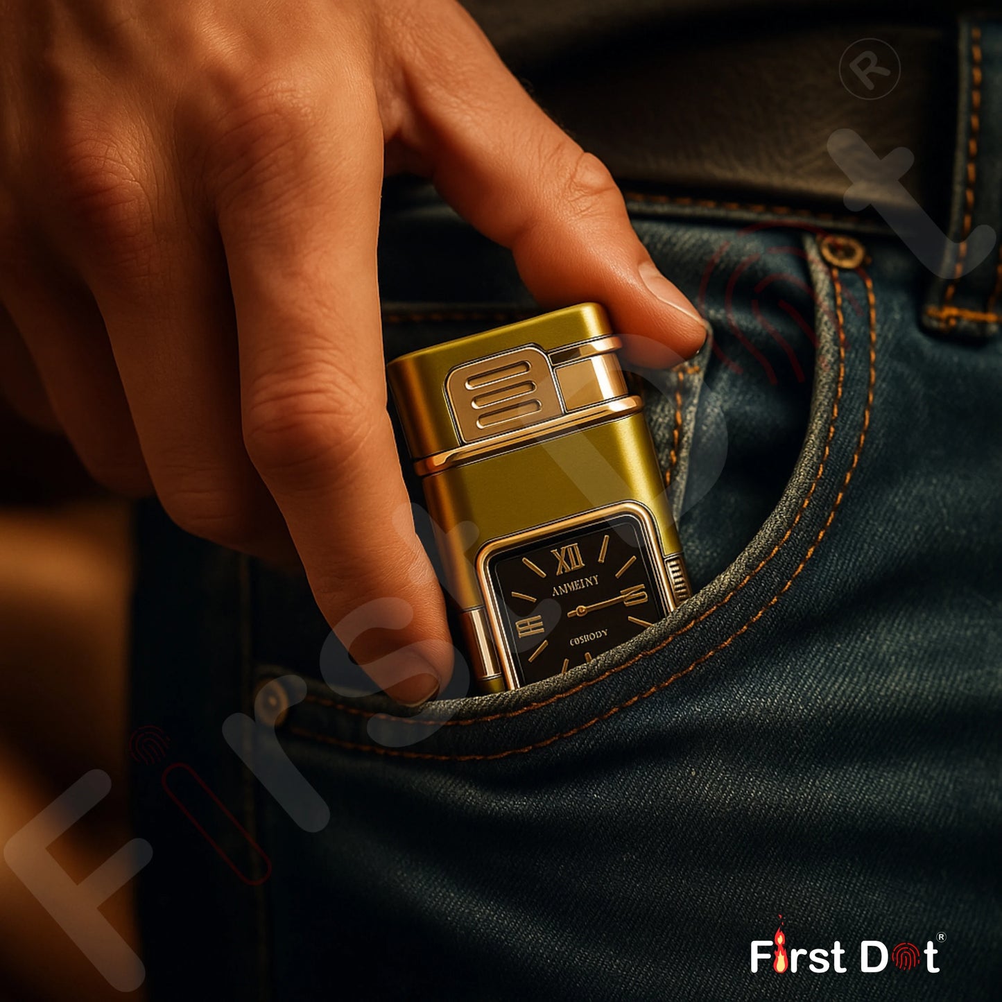 Premium ChronoLite Clock Lighter – Lighter for Men Gold