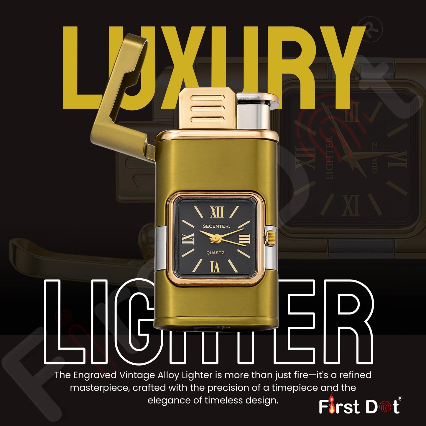 Premium ChronoLite Clock Lighter – Lighter for Men Gold