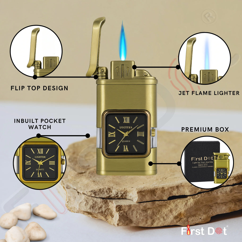 Premium Transparent Clock Lighter – Lighter for Men Beige
