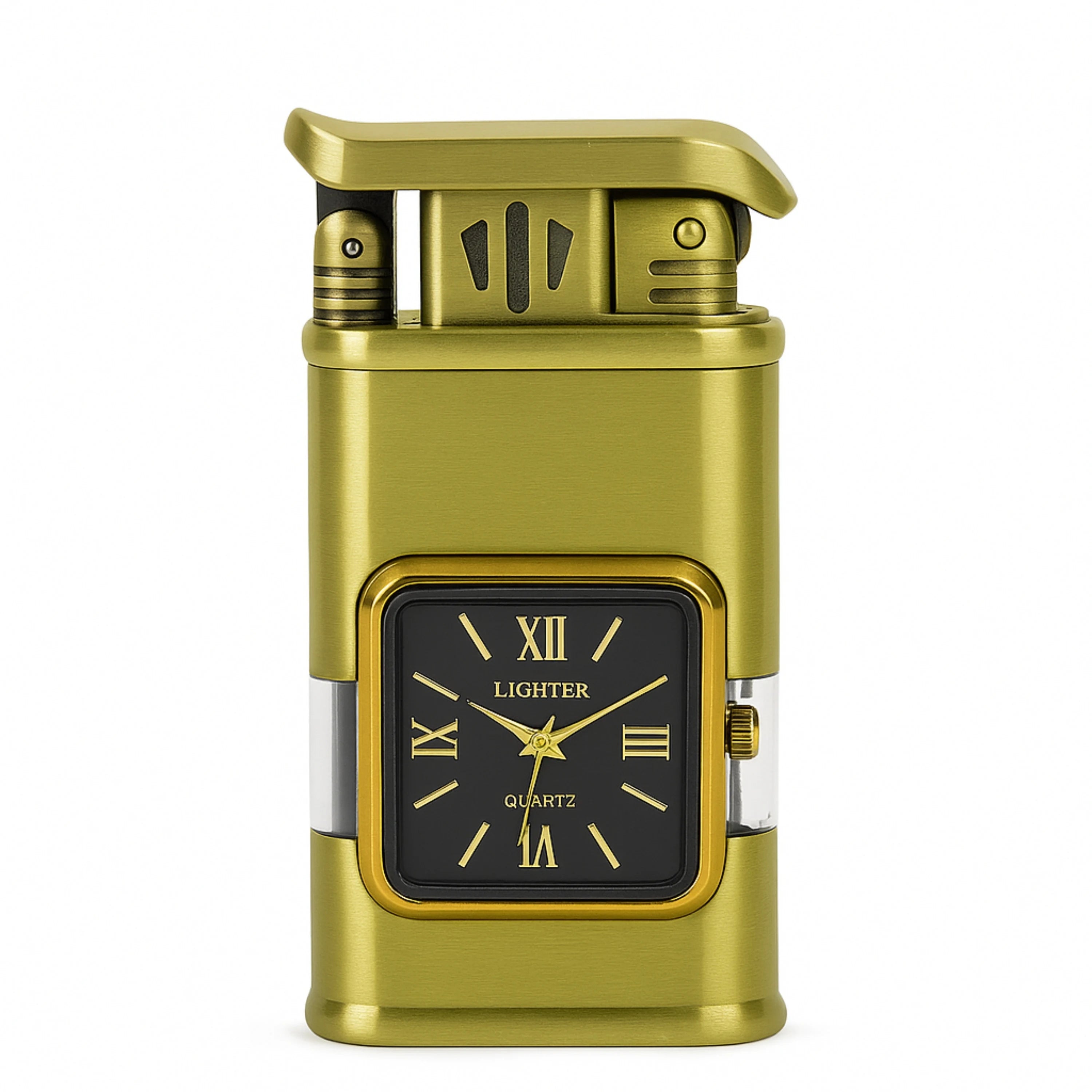 Premium Transparent Clock Lighter – Lighter for Men Beige