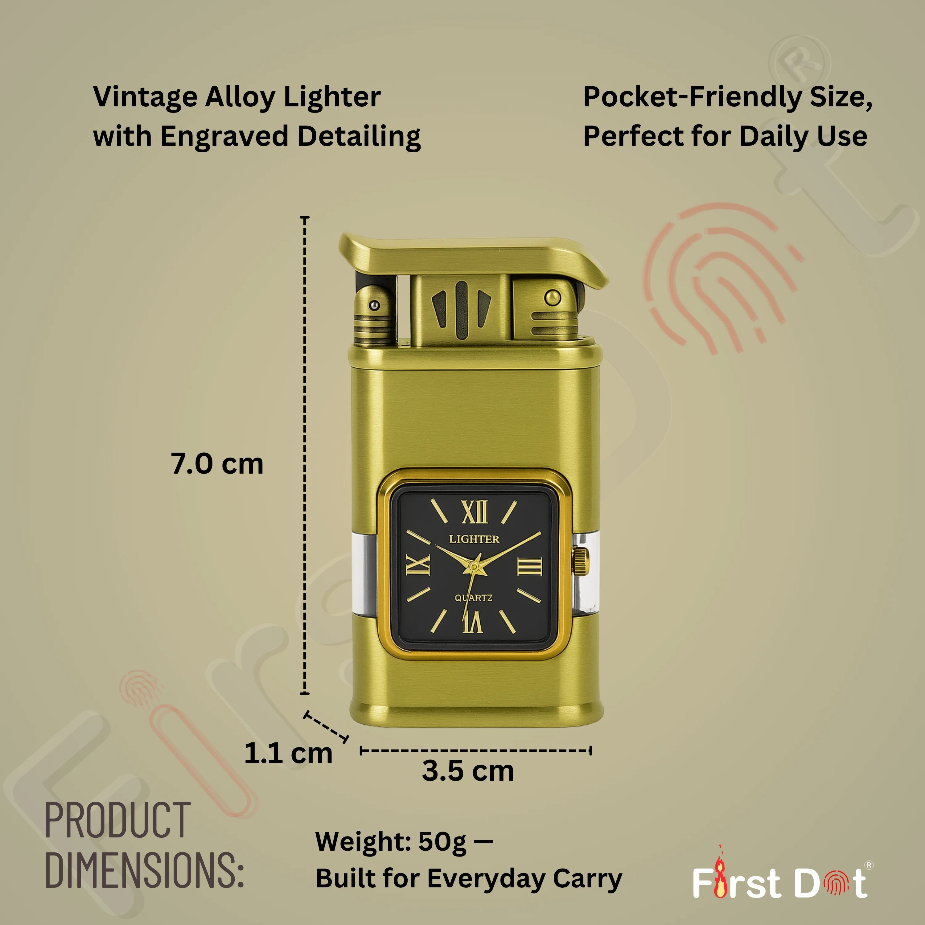 Premium Transparent Clock Lighter – Lighter for Men Beige