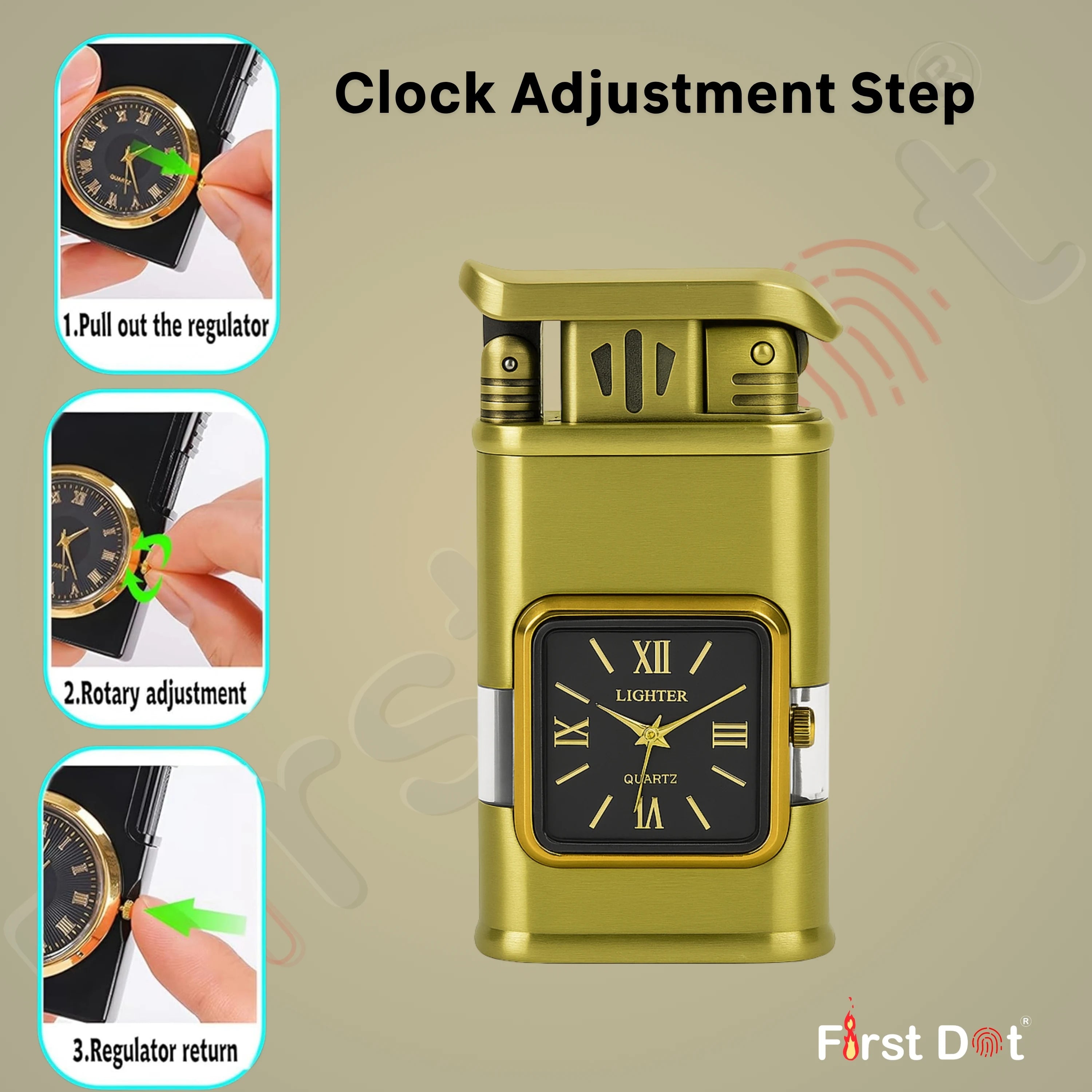 Premium Transparent Clock Lighter – Lighter for Men Beige
