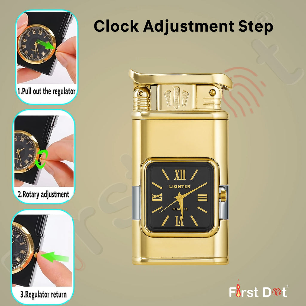 Premium Transparent Clock Lighter – Lighter for Men Gold