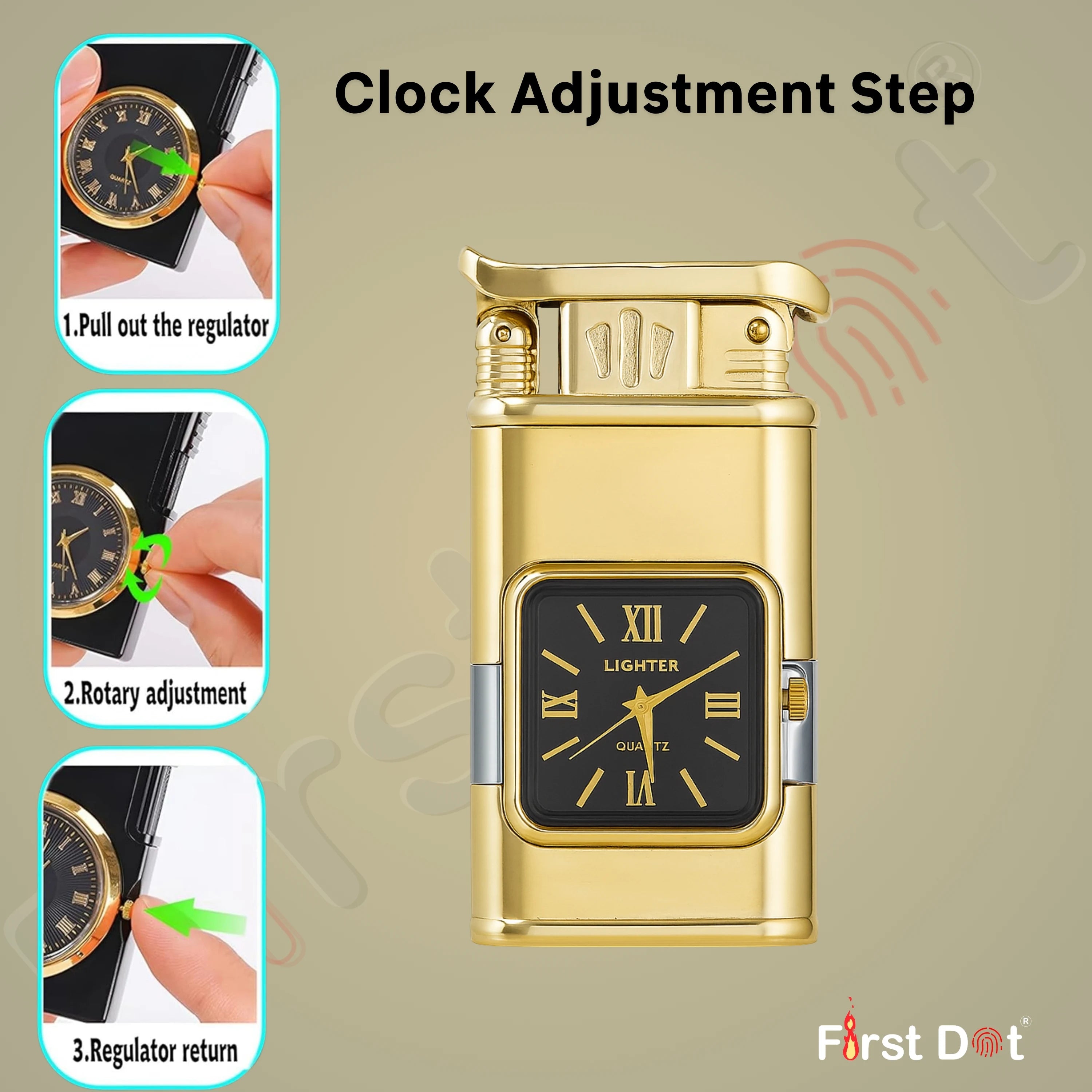 Premium Transparent Clock Lighter – Lighter for Men Gold