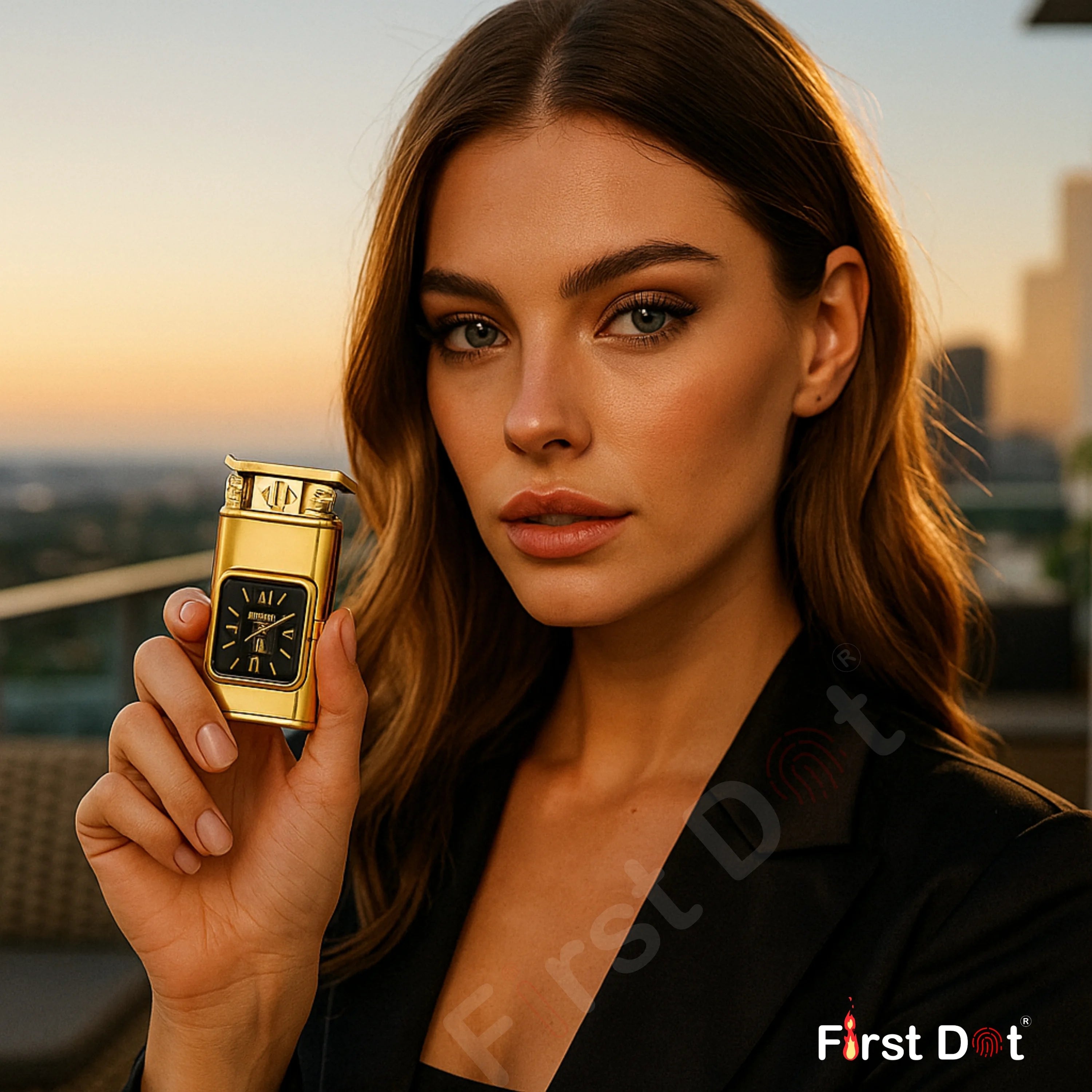 Premium Transparent Clock Lighter – Lighter for Men Gold