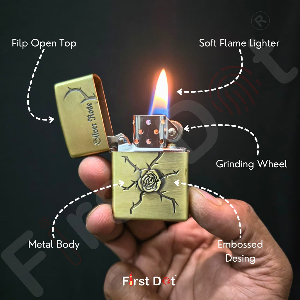Combo of 2 Embossed Metal Cigarette Lighters + Free 50ml Fuel