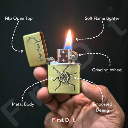 Combo of 2 Embossed Metal Cigarette Lighters + Free 50ml Fuel