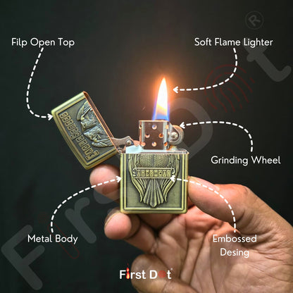 Combo of 2 Embossed Metal Cigarette Lighters + Free 50ml Fuel