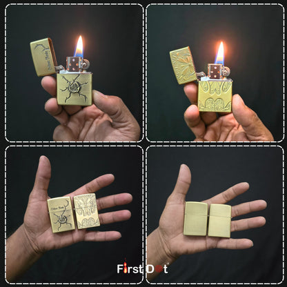 Combo of 2 Embossed Metal Cigarette Lighters + Free 50ml Fuel