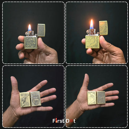 Combo of 2 Embossed Metal Cigarette Lighters + Free 50ml Fuel