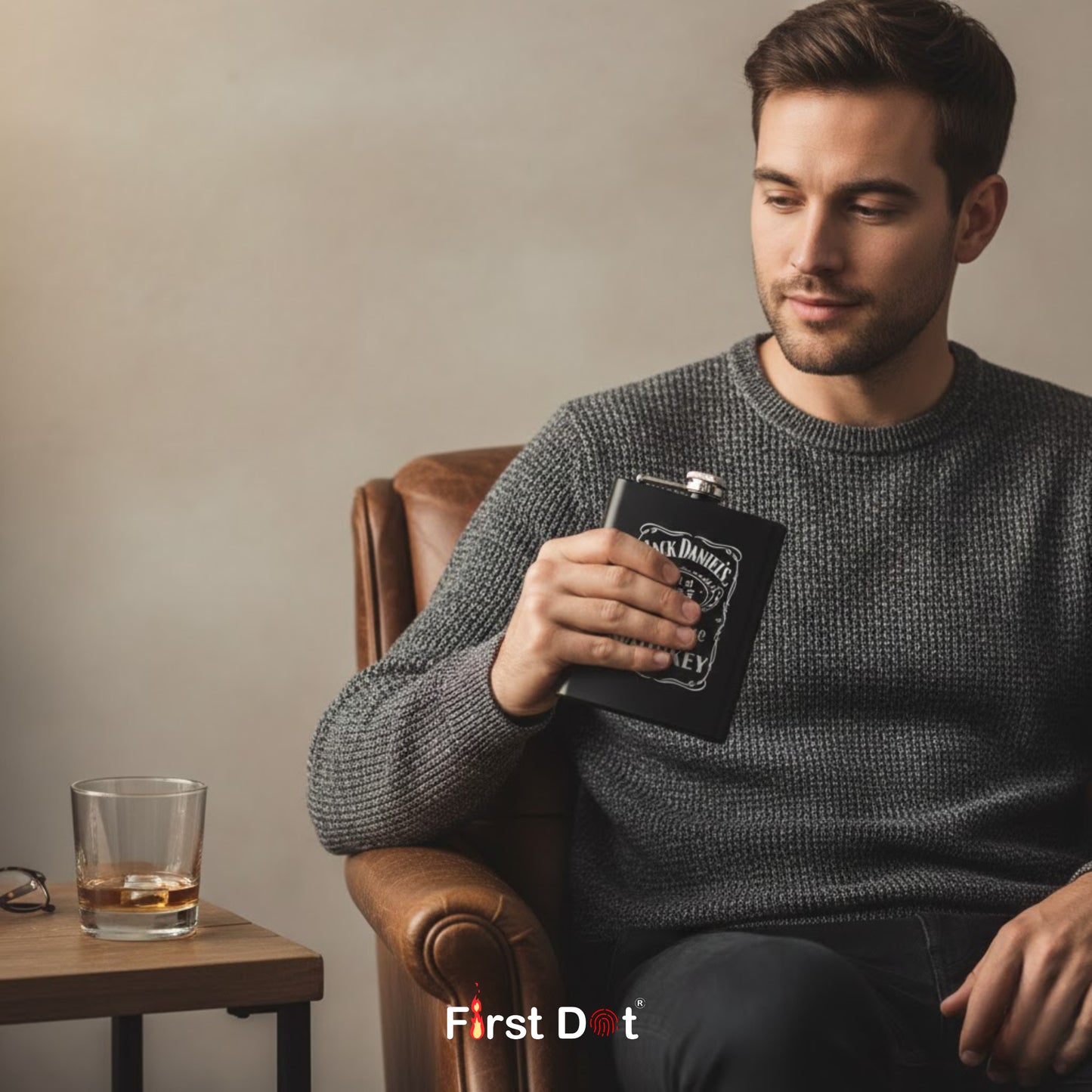 Classic Black Hip Flask 8oz